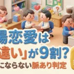 職場恋愛の勘違いを表現した画像