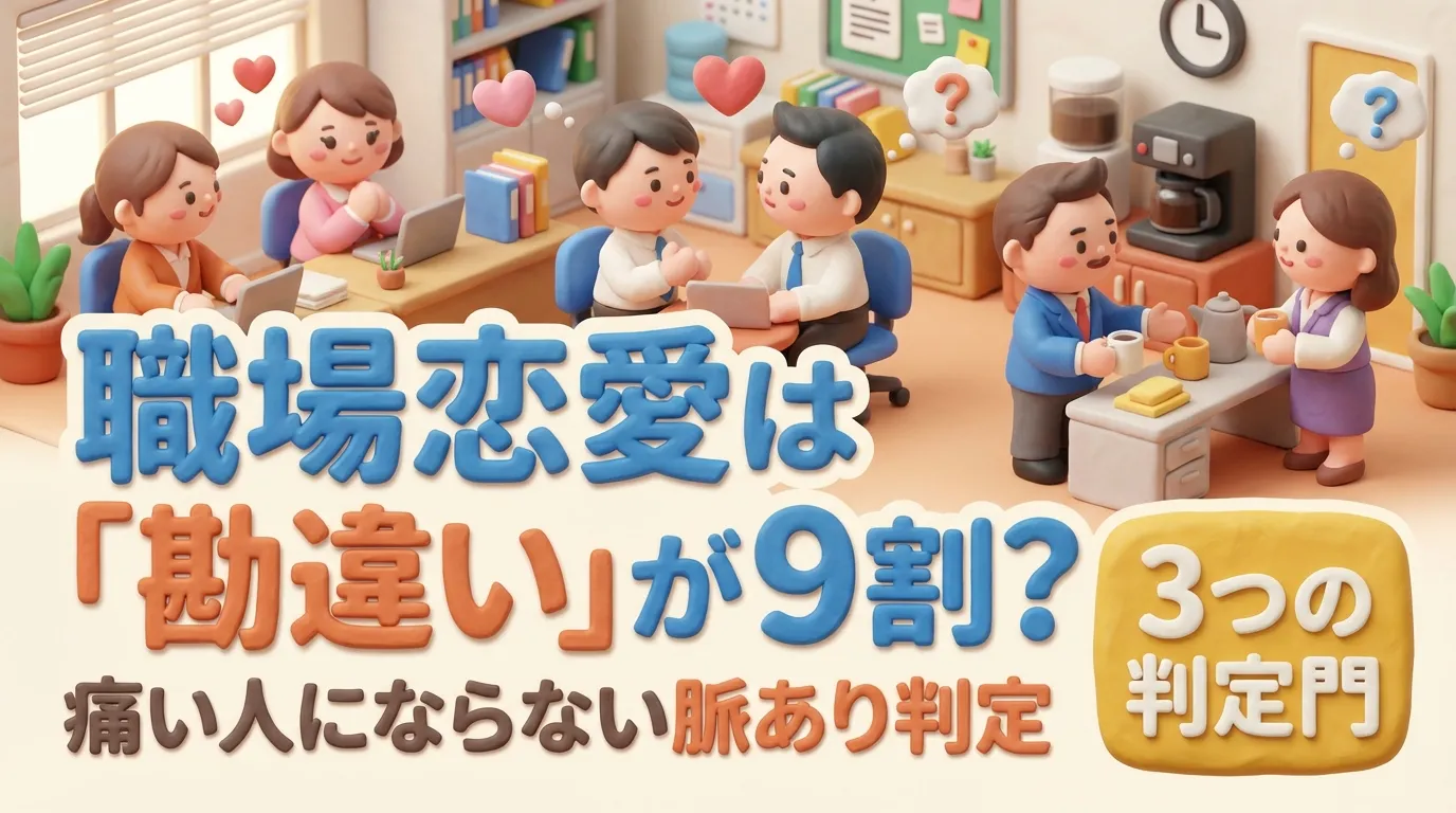 職場恋愛の勘違いを表現した画像